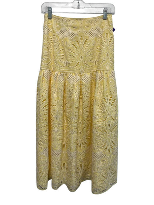 Antonio Melani Size 0 White & Butter Yellow Polyester Sleeveless Midi Skirt Set White & Butter Yellow / 0