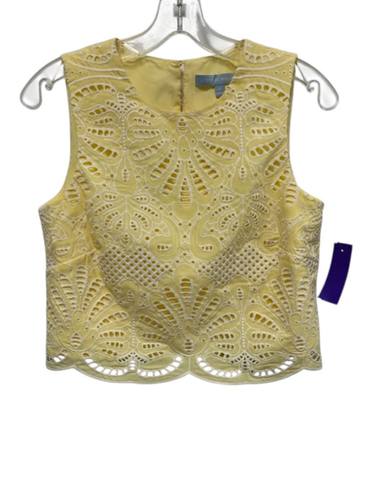 Antonio Melani Size 0 White & Butter Yellow Polyester Sleeveless Midi Skirt Set White & Butter Yellow / 0