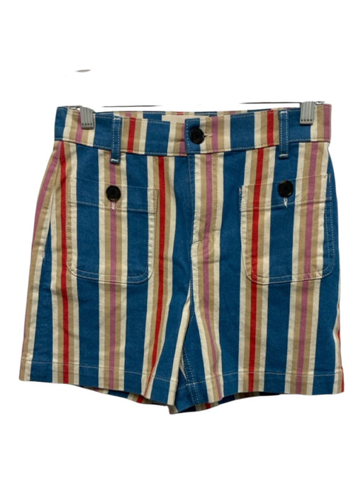 Boden Size 2 Blue, Pink, Beige Cotton Zip Fly Stripe High Rise Shorts Blue, Pink, Beige / 2