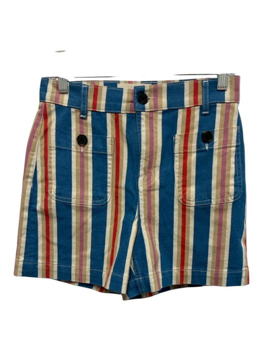Boden Size 2 Blue, Pink, Beige Cotton Zip Fly Stripe High Rise Shorts Blue, Pink, Beige / 2