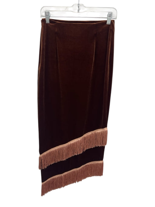 Mason's Daughter Size XS Brown & Pink Polyester & Elastane Velvet Fringe Skirt Brown & Pink / XS