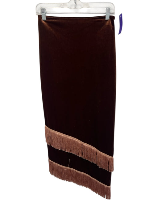 Mason's Daughter Size XS Brown & Pink Polyester & Elastane Velvet Fringe Skirt Brown & Pink / XS