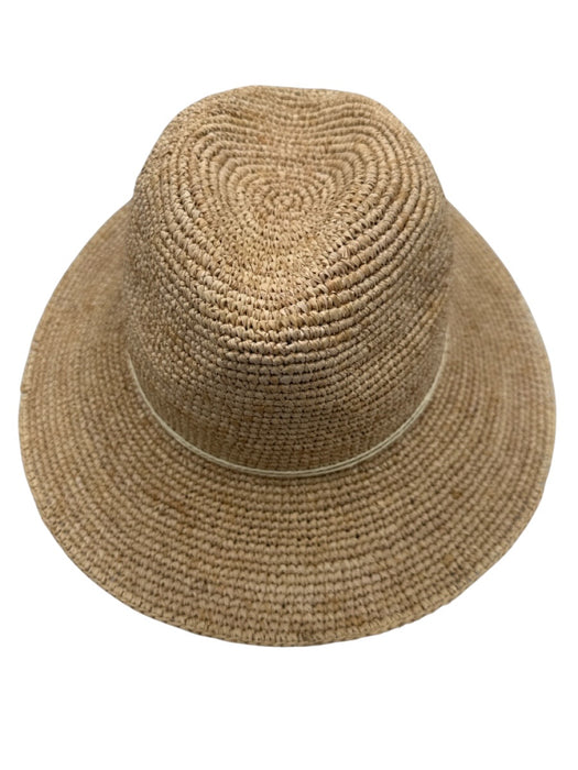 Hatattack Beige Raffia Straw Woven Round Sun Hat Beige