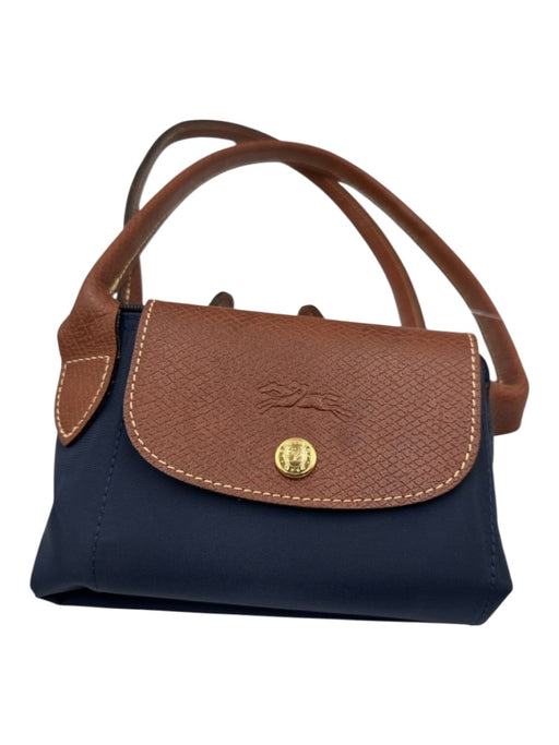 Longchamp Navy Nylon Snap Button Zip Close Inside Pockets Bag Navy / M