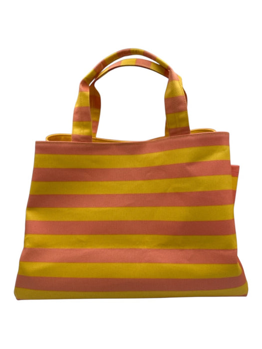 Hat attack Pink & Yellow Cotton Tote Side Pockets Side Snap Top Handle Bag Pink & Yellow