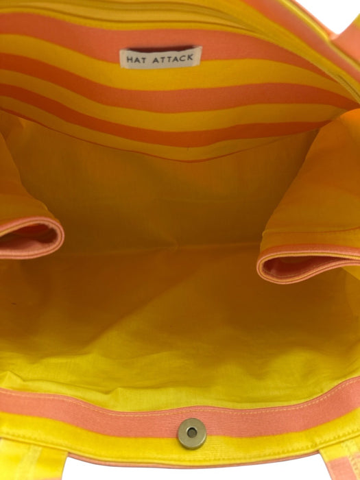 Hat attack Pink & Yellow Cotton Tote Side Pockets Side Snap Top Handle Bag Pink & Yellow