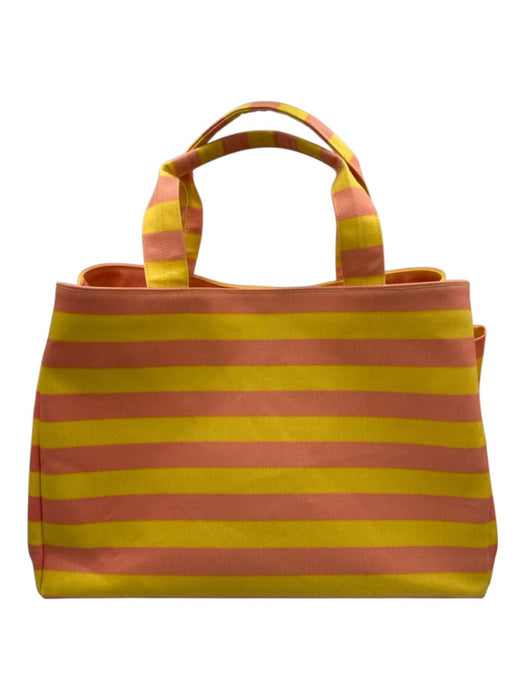Hat attack Pink & Yellow Cotton Tote Side Pockets Side Snap Top Handle Bag Pink & Yellow