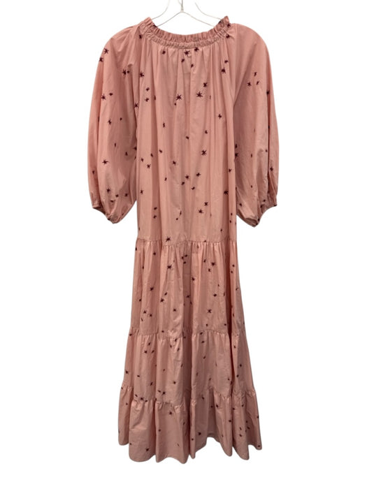 Especia Size S Pink Cotton Lace middle strip Embroidery Long Sleeve Dress Pink / S