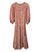 Especia Size S Pink Cotton Lace middle strip Embroidery Long Sleeve Dress Pink / S