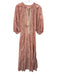 Especia Size S Pink Cotton Lace middle strip Embroidery Long Sleeve Dress Pink / S