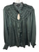 Current Air Size S Green Polyester Long Sleeve Ruche detail Tie Neck Top Green / S