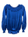 Diane Von Furstenberg Size 2 Blue Polyester Pleated Ruffle Neckline Tie Neck Top Blue / 2