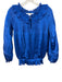 Diane Von Furstenberg Size 2 Blue Polyester Pleated Ruffle Neckline Tie Neck Top Blue / 2
