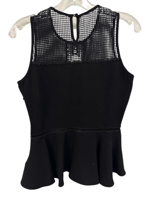 Jonathan Simkhai Size S Black Acrylic Blend Crochet Lace Sleeveless Peplum Top Black / S