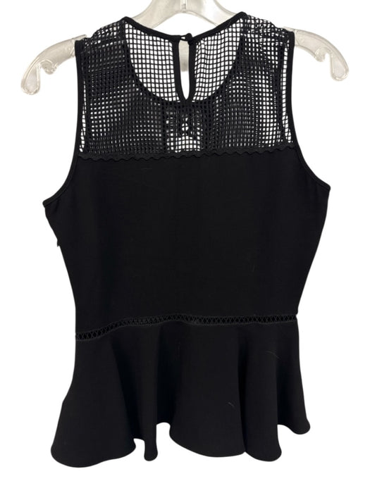Jonathan Simkhai Size S Black Acrylic Blend Crochet Lace Sleeveless Peplum Top Black / S