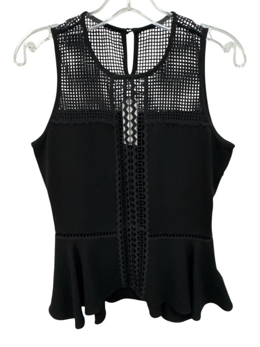Jonathan Simkhai Size S Black Acrylic Blend Crochet Lace Sleeveless Peplum Top Black / S