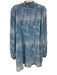 Gianni Size 36 Blue Polyester Pleated Floral Balloon Sleeve Dress Blue / 36