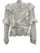 Bell by Alicia Bell Size S White Cotton Long Sleeve V Neck Lace Detail Top White / S