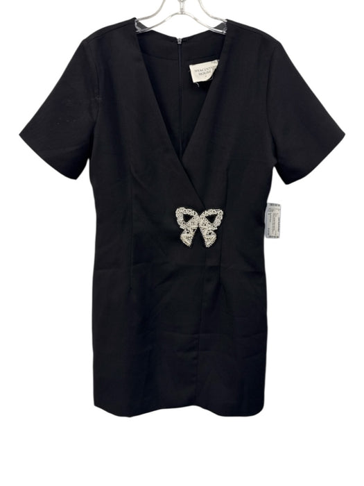 Hyacinth House Size S Black Polyester Blend Back Zip Embelished bow detail Dress Black / S