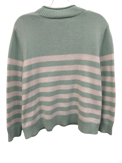 Sail To Sable Size M Green & White Cotton Blend Long Sleeve Crew Neck Sweater Green & White / M