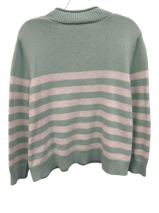 Sail To Sable Size M Green & White Cotton Blend Long Sleeve Crew Neck Sweater Green & White / M