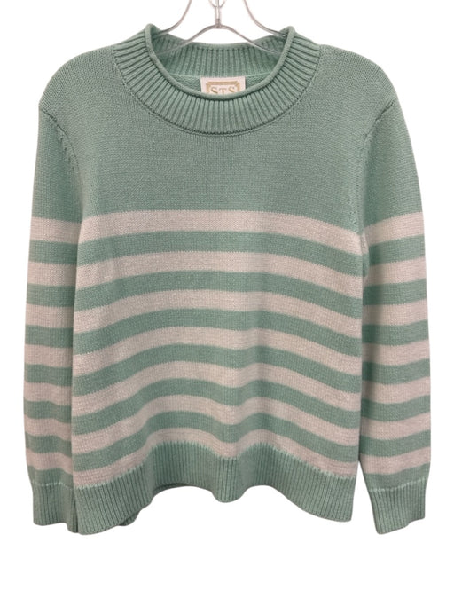 Sail To Sable Size M Green & White Cotton Blend Long Sleeve Crew Neck Sweater Green & White / M