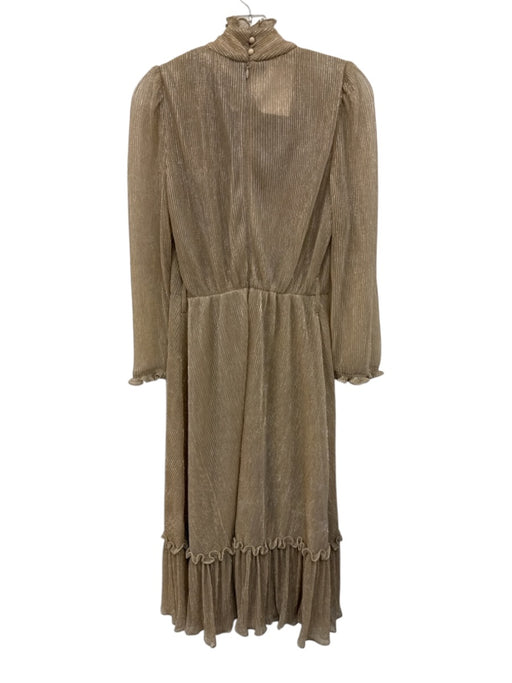Kristinit Size S Gold Polyester Long Sleeve Tiered Ruffle collar Maxi Dress Gold / S