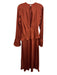 Few Moda Size S Rust Orange Polyester Blend Long Sleeve V Back Tier Detail Dress Rust Orange / S