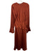 Few Moda Size S Rust Orange Polyester Blend Long Sleeve V Back Tier Detail Dress Rust Orange / S