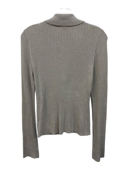 Splendid Size M Creme Viscose Blend Ribbed Zip Up Collar Long Sleeve Top Creme / M