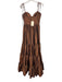 VTCH Size XS Brown Nylon Blend Tiered Spaghetti Strap Zip Back Dress Brown / XS