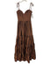 VTCH Size XS Brown Nylon Blend Tiered Spaghetti Strap Zip Back Dress Brown / XS