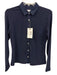 UnTuckit Size S Navy Blue Cotton Blend Ribbed Long Sleeve Button Up & Collar Top Navy Blue / S