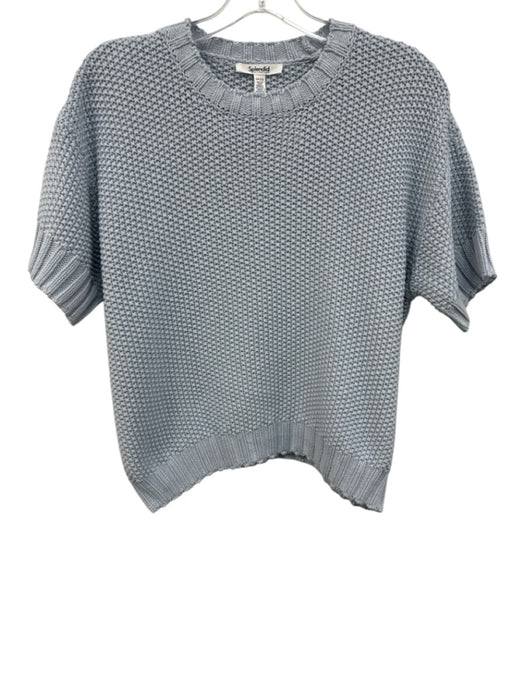 Splendid Size S Blue Cotton Knit Short Sleeve Sweater Blue / S