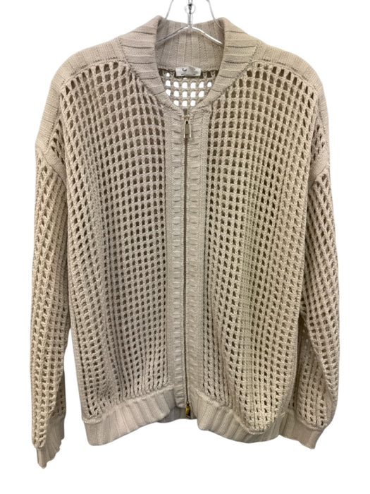 Splendid Size S Cream Cotton Blend Knit Zip Up Sweater Cream / S