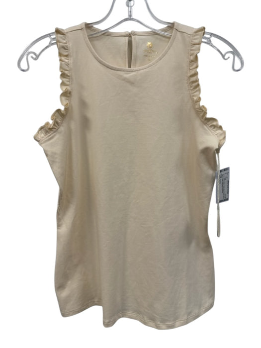 Spartina Size XS Cream Cotton Blend Ruffle Sleeve Detail Sleeveless Top Cream / XS