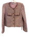 Self Portrait Size 4 Pink Polyester Blend Button Up Long Sleeve Tweed Jacket Pink / 4