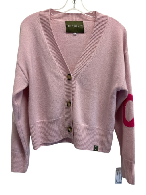 That girl kate Size S Pink Wool Knit Long Sleeve Button Up Sweater Pink / S