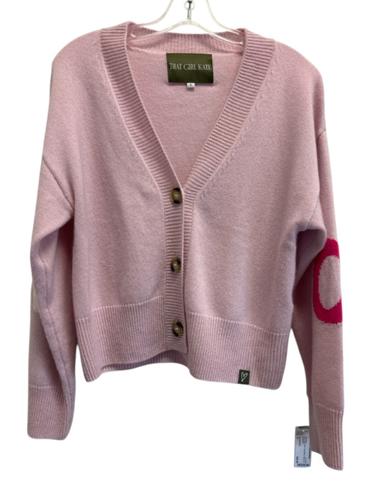 That girl kate Size S Pink Wool Knit Long Sleeve Button Up Sweater Pink / S