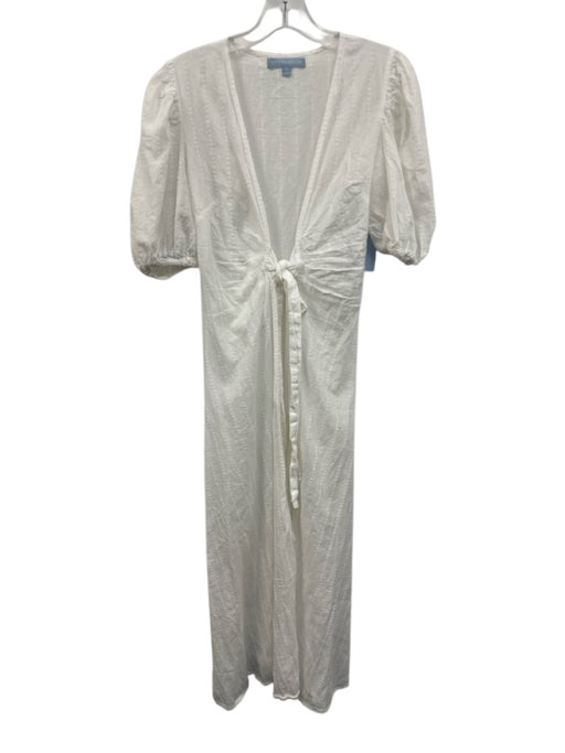 Antonio Melani Size XS White Cotton Tie Front Short Puff Sleeve Duster Coverup White / XS