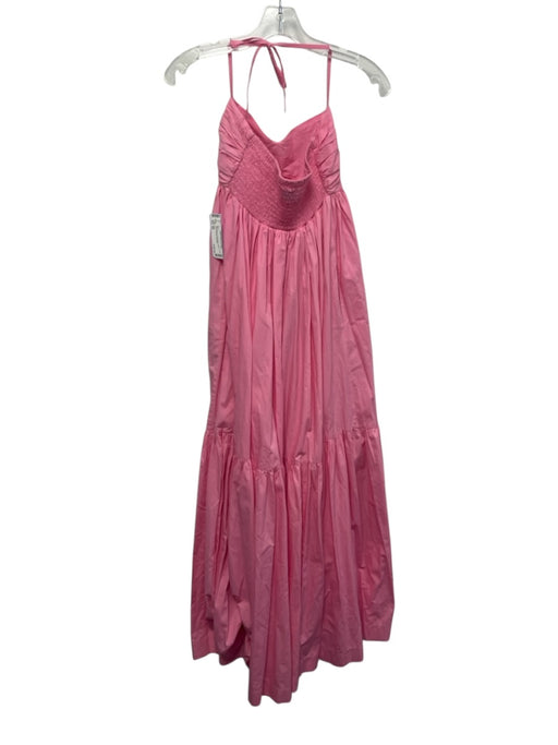 S/W/F Size XS Pink Cotton Shirred Back Halter Gathered Maxi Dress Pink / XS