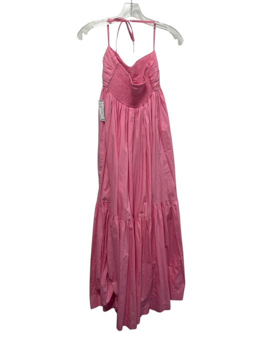 S/W/F Size XS Pink Cotton Shirred Back Halter Gathered Maxi Dress Pink / XS
