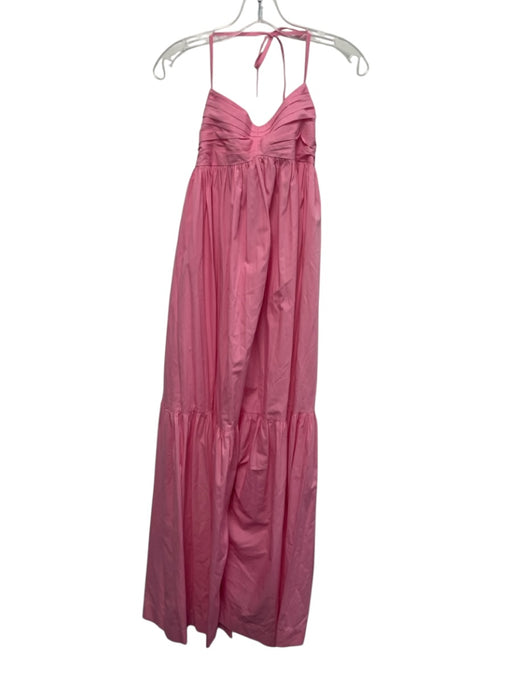 S/W/F Size XS Pink Cotton Shirred Back Halter Gathered Maxi Dress Pink / XS