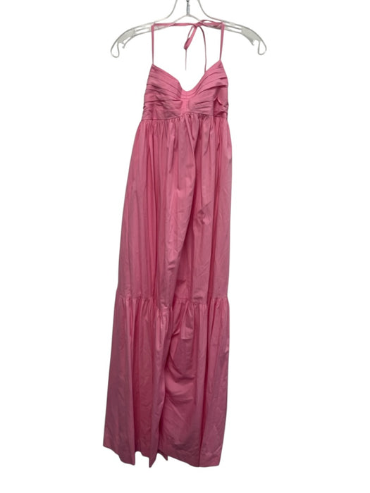 S/W/F Size XS Pink Cotton Shirred Back Halter Gathered Maxi Dress Pink / XS