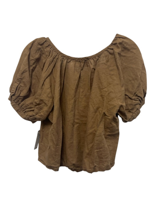 Tuckernuck Studio McGee Size S Brown Cotton & Linen Button Down Cropped Top Brown / S