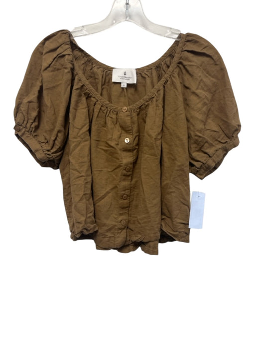 Tuckernuck Studio McGee Size S Brown Cotton & Linen Button Down Cropped Top Brown / S