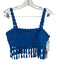 Saylor Size XS Blue Cotton Crochet Crop Side Zip Fringe Skirt Set Blue / XS