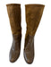 Vince Shoe Size 10 Brown Leather Snake Mid Calf Almond Toe Stacked Heel Boots Brown / 10