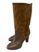 Vince Shoe Size 10 Brown Leather Snake Mid Calf Almond Toe Stacked Heel Boots Brown / 10