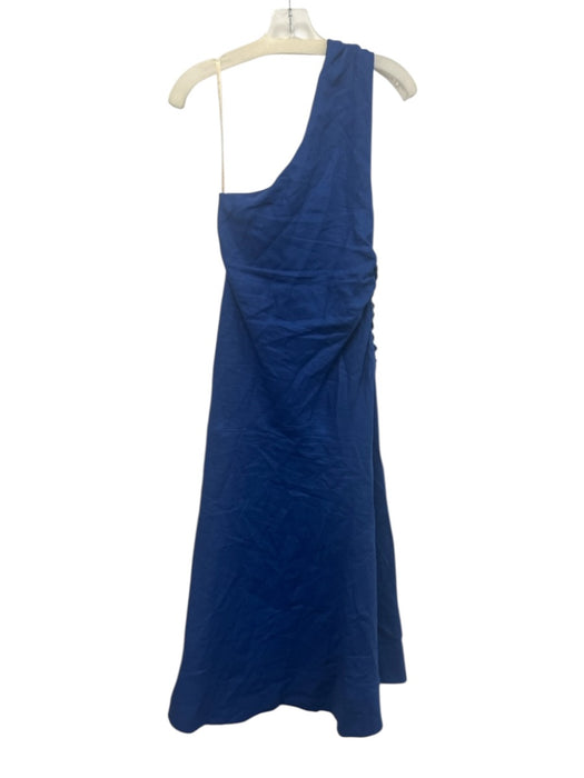 Farm Rio Size S Black & White Linen One Shoulder Midi Gathered Seahorse Dress Black & White / S